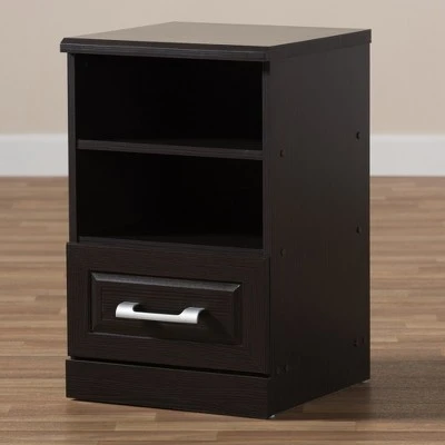 Odelia Modern And Contemporary Finished 1 Drawer Nightstand Dark Brown - Baxton Studio 9 Odelia Modern And Contemporary Finished 1 Drawer Nightstand Dark Brown - Baxton Studio - Image 7