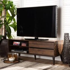 TV Stand For TVs Up To 50" Suli Wood Brown - Baxton Studio -Home Furniture Shop-Baxton Studio GUEST e2ef55d6 3d95 4146 900f 40f0c91df3e6