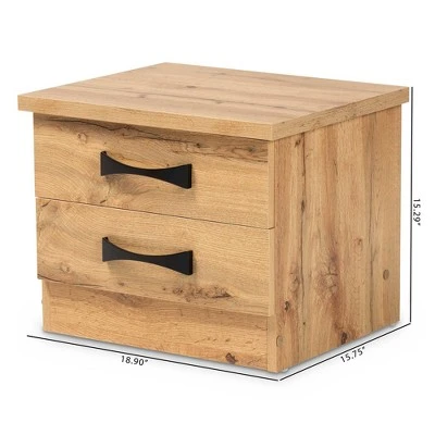 Colburn Wood 2 Drawer Nightstand Oak Brown - Baxton Studio 7 Colburn Wood 2 Drawer Nightstand Oak Brown - Baxton Studio - Image 5