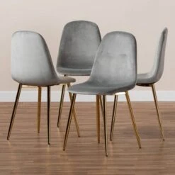 Set Of 4 Elyse Velvet Upholstered Metal Dining Chairs - Baxton Studio -Home Furniture Shop-Baxton Studio GUEST e3b8d63b 5897 454e 9227 3ede378bbc7c