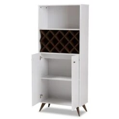 Baxton Studio Serafino And Walnut Finished Wood Wine Cabinet White/Brown - BaxtonStudio -Home Furniture Shop-Baxton Studio GUEST e3ea39ec 694b 4bbd 9e05 46dcb334a779