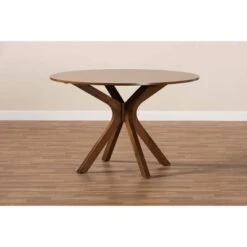 48" Kenji Wide Round Wood Dining Table Walnut - Baxton Studio 11 48" Kenji Wide Round Wood Dining Table Walnut - Baxton Studio -Home Furniture Shop-Baxton Studio GUEST e424572d 8275 4e65 9822 627b01c44245