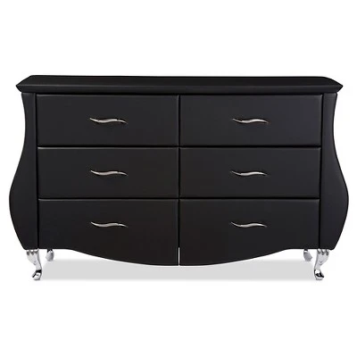 Enzo Modern And Contemporary Faux Leather 6 Drawer Dresser - Baxton Studio 3 Enzo Modern And Contemporary Faux Leather 6 Drawer Dresser - Baxton Studio