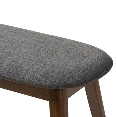 Baxton Studio Easton Mid Century Modern Walnut Finished Wood Fabric Upholstered Bench 6 Baxton Studio Easton Mid Century Modern Walnut Finished Wood Fabric Upholstered Bench - Image 4