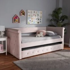 Amaya Velvet Daybed With Trundle - Baxton Studio -Home Furniture Shop-Baxton Studio GUEST e5bbbf6d f7cb 4cff b13d a08db299f27c