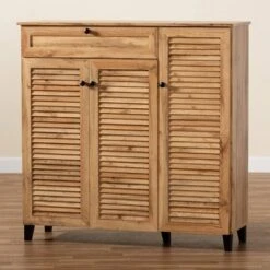 Coolidge Wood 3 Door Storage Cabinet With Drawer Oak Brown - Baxton Studio -Home Furniture Shop-Baxton Studio GUEST e6703778 6ccd 40f0 85f7 9e021818a9e1