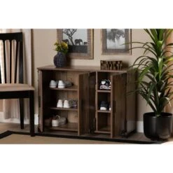 3 Door Cyrille Wood Shoe Cabinet Brown - Baxton Studio -Home Furniture Shop-Baxton Studio GUEST e69a7cc8 83cc 4b03 a376 2c8b26b78da4
