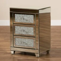 Ralston 3 Drawers Mirrored Nightstand - Baxton Studio -Home Furniture Shop-Baxton Studio GUEST e7c69774 0a8e 4911 95bc 42293abec467