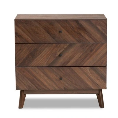 Hartman Wood 3 Drawer Storage Chest Walnut Brown - Baxton Studio 4 Hartman Wood 3 Drawer Storage Chest Walnut Brown - Baxton Studio - Image 2