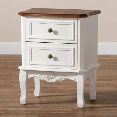 2 Drawer Darlene Wood Nightstand White/Cherry Brown - Baxton Studio 8 2 Drawer Darlene Wood Nightstand White/Cherry Brown - Baxton Studio - Image 6
