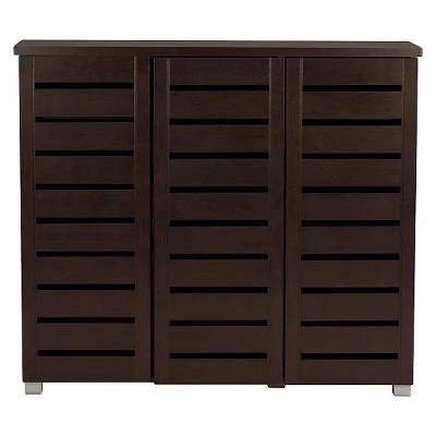 Adalwin Modern And Contemporary 3-Door Wooden Entryway Shoes Storage Cabinet - Dark Brown - Baxton Studio 3 Adalwin Modern And Contemporary 3-Door Wooden Entryway Shoes Storage Cabinet - Dark Brown - Baxton Studio