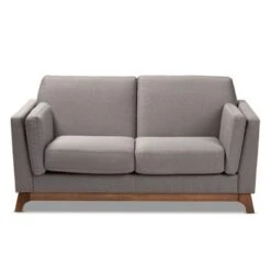 Baxton Studio Sava Fabric Upholstered Walnut Wood 2 Seater Loveseat Gray - BaxtonStudio -Home Furniture Shop-Baxton Studio GUEST e8b4aee4 87a5 4c1e 821d 9056df69f39b