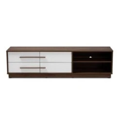 Mette Walnut Finished Wood TV Stand For TVs Up To 63" White - Baxton Studio -Home Furniture Shop-Baxton Studio GUEST e8f5fa7a 1879 4895 95ce daa5dc4a5be0