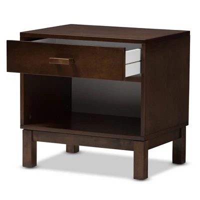 Deirdre Modern And Contemporary Wood 1 Drawer Nightstand - Baxton Studio 4 Deirdre Modern And Contemporary Wood 1 Drawer Nightstand - Baxton Studio - Image 2