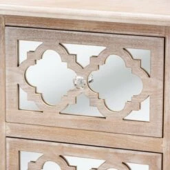 Celia Wood And Mirror 2 Drawer Quatrefoil Nightstand Natural - Baxton Studio -Home Furniture Shop-Baxton Studio GUEST ebbe3de8 cd98 4886 b595 5495df193086
