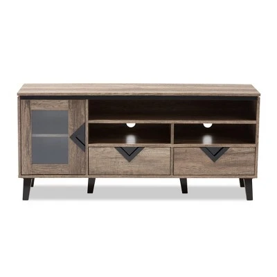 Cardiff Modern And Contemporary Wood TV Stand For TVs Up To 55" - Light Brown - Baxton Studio 4 Cardiff Modern And Contemporary Wood TV Stand For TVs Up To 55" - Light Brown - Baxton Studio - Image 2