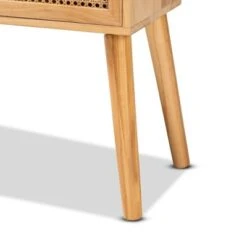 Falan Wood With Rattan 2 Drawer Console Table Oak Brown - Baxton Studio -Home Furniture Shop-Baxton Studio GUEST ec0aec21 ddb2 4c00 a2e0 077d2d69fb4a