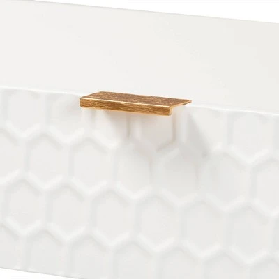 Galia Wood And Metal 1 Drawer Console Table White/Gold - Baxton Studio 6 Galia Wood And Metal 1 Drawer Console Table White/Gold - Baxton Studio - Image 4