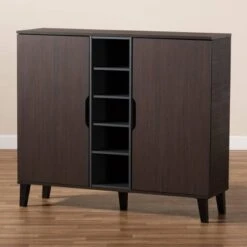 2 Door Idina Mid-Century Wood Shoe Cabinet - Baxton Studio -Home Furniture Shop-Baxton Studio GUEST ec4a7482 0e11 4eb9 9cf1 4a15fda13d18