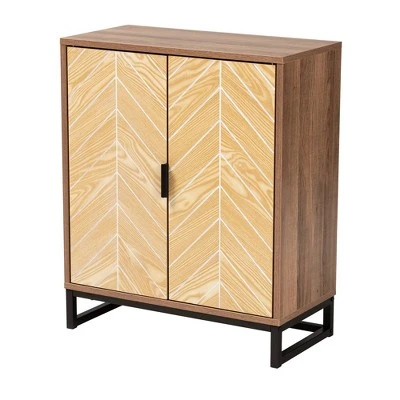 Josephine Two-Tone Wood And Metal 2 Door Storage Cabinet Walnut Brown/White/Black - Baxton Studio 3 Josephine Two-Tone Wood And Metal 2 Door Storage Cabinet Walnut Brown/White/Black - Baxton Studio