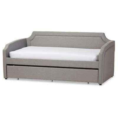 Parkson Modern And Contemporary Linen Fabric Curved Notched Corners Sofa Daybed With Roll - Out Trundle Guest Bed - Twin - Baxton Studio 13 Parkson Modern And Contemporary Linen Fabric Curved Notched Corners Sofa Daybed With Roll - Out Trundle Guest Bed - Twin - Baxton Studio - Image 11