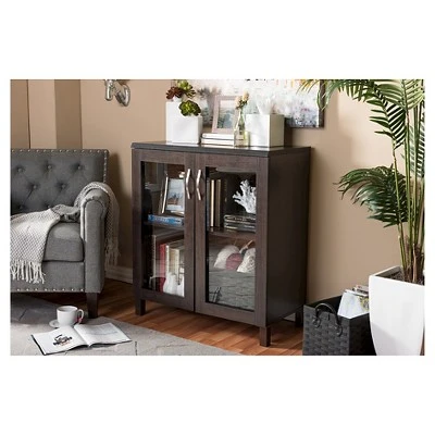 Sintra Modern And Contemporary Sideboard Storage Cabinet With Glass Doors - Dark Brown - Baxton Studio 5 Sintra Modern And Contemporary Sideboard Storage Cabinet With Glass Doors - Dark Brown - Baxton Studio - Image 3