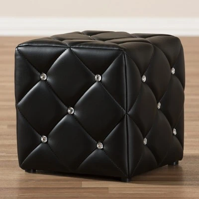 Stacey Modern And Contemporary Faux Leather Upholstered Ottoman - Baxton Studio 5 Stacey Modern And Contemporary Faux Leather Upholstered Ottoman - Baxton Studio - Image 3