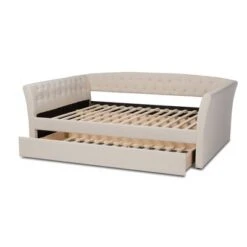 Delora Upholstered Daybed With Trundle Beige - Baxton Studio -Home Furniture Shop-Baxton Studio GUEST ee4e8f8b a449 477a b279 c82f8e0c044f