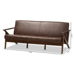 Bianca Mid-Modern Walnut Wood Distressed Faux Leather 3 Seater Sofa Dark Brown - Baxton Studio -Home Furniture Shop-Baxton Studio GUEST efafbf22 0107 490e a04c 244afb61f915