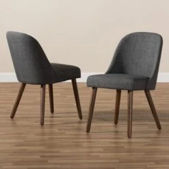 Set Of 2 Cody Mid Century Modern Walnut Finished Wood Fabric Upholstered Dining Chair - Baxton Studio -Home Furniture Shop-Baxton Studio GUEST effa4221 78d4 4587 b9e2 69143dddef2a