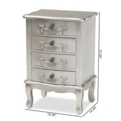 Callen Brushed Wood 4 Drawer Nightstand Silver - Baxton Studio 19 Callen Brushed Wood 4 Drawer Nightstand Silver - Baxton Studio -Home Furniture Shop-Baxton Studio GUEST f0da9765 4371 4734 8f8e 1503454759fa