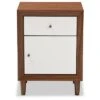 Harlow Mid-Century Modern Scandinavian Style Wood 1-Drawer And 1-Door Nightstand - White And Walnut - Baxton Studio -Home Furniture Shop-Baxton Studio GUEST f0ee172e 9471 4307 8a4c daaf9f6cc4b6