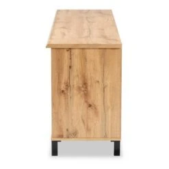 Unna Wood 2 Door TV Stand For TVs Up To 65" Oak Brown/Black - Baxton Studio