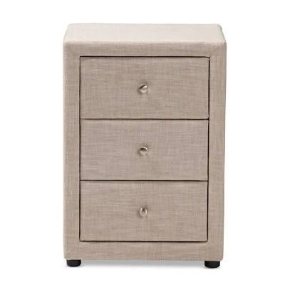 Tessa 3 Drawer Nightstand - Baxton Studio 3 Tessa 3 Drawer Nightstand - Baxton Studio