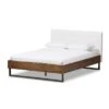 King Mitchell Rustic Industrial Walnut Wood And Faux Leather Metal Platform Bed White - Baxton Studio -Home Furniture Shop-Baxton Studio GUEST f2480af4 9a3d 4377 a0fc 4f612537c038