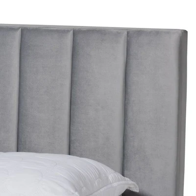 Clare Velvet Panel Bed With Tufted Headboard - Baxton Studio 5 Clare Velvet Panel Bed With Tufted Headboard - Baxton Studio - Image 3