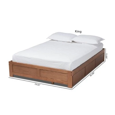 Wren 3 Drawer Storage Bed Frame Walnut - Baxton Studio 14 Wren 3 Drawer Storage Bed Frame Walnut - Baxton Studio - Image 12