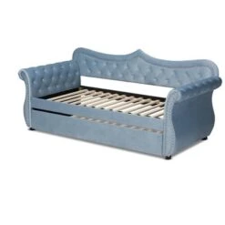 Twin Abbie Velvet Tufted Daybed With Trundle Light Blue - Baxton Studio 14 Twin Abbie Velvet Tufted Daybed With Trundle Light Blue - Baxton Studio -Home Furniture Shop-Baxton Studio GUEST f3667019 05e1 4d0d ab34 f322094ca485