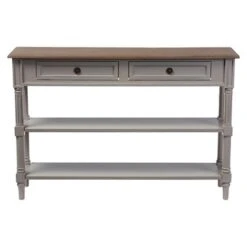 Edouard French Provincial Style Console Table With 2 Drawers - White/Light Brown - Baxton Studio