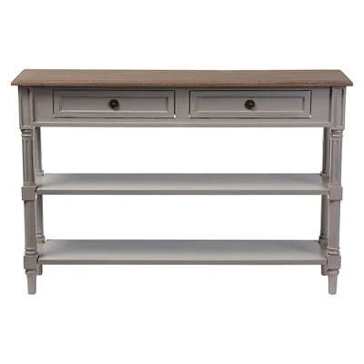 Edouard French Provincial Style Console Table With 2 Drawers - White/Light Brown - Baxton Studio 3 Edouard French Provincial Style Console Table With 2 Drawers - White/Light Brown - Baxton Studio