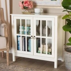 Kendall Wood And Glass Kitchen Cabinet White - Baxton Studio 14 Kendall Wood And Glass Kitchen Cabinet White - Baxton Studio -Home Furniture Shop-Baxton Studio GUEST f3c63e60 0e3a 4fd9 91ee 4412c28d4421