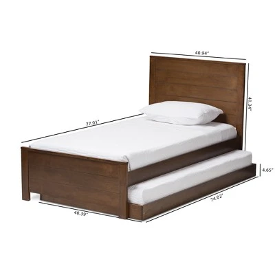 Twin Catalina Modern Classic Mission Style Finished Wood Platform Bed With Trundle - Baxton Studio 4 Twin Catalina Modern Classic Mission Style Finished Wood Platform Bed With Trundle - Baxton Studio - Image 2