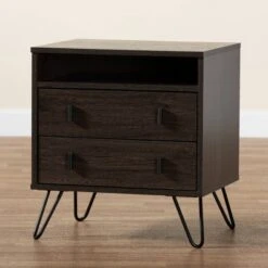 Glover Wood And Metal 2 Drawer Nightstand Brown/Gold - Baxton Studio 18 Glover Wood And Metal 2 Drawer Nightstand Brown/Gold - Baxton Studio -Home Furniture Shop-Baxton Studio GUEST f42b53a2 6824 455c bfec d292ebd87b33