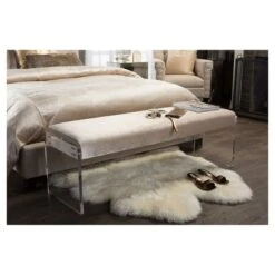 Hildon Modern And Contemporary Microsuede Fabric Upholstered Lux Bench With Paneled Acrylic Legs - Buff Beige - Baxton Studio 7 Hildon Modern And Contemporary Microsuede Fabric Upholstered Lux Bench With Paneled Acrylic Legs - Buff Beige - Baxton Studio -Home Furniture Shop-Baxton Studio GUEST f524be48 7cc6 4d32 9b84 61d6b1df5044