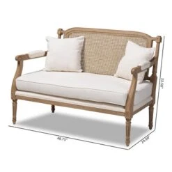 Clemence Upholstered Whitewashed Wood Sofa Loveseat Ivory/Oak - Baxton Studio -Home Furniture Shop-Baxton Studio GUEST f579c495 9777 491f 9c22 e470e3284691