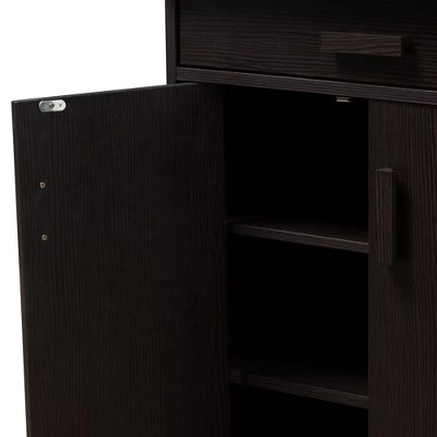 Bienna Modern And Contemporary Finished Shoe Cabinet Dark Brown - Baxton Studio 9 Bienna Modern And Contemporary Finished Shoe Cabinet Dark Brown - Baxton Studio - Image 7