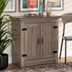 Bruce Farmhouse Wood 2 Doors Shoe Storage Cabinet Oak/Brown - Baxton Studio -Home Furniture Shop-Baxton Studio GUEST f6301808 c64c 431f 89da 8accde0b2e1d