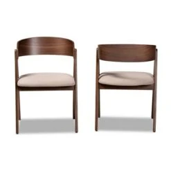 2pc Danton Fabric Upholstered Wood Dining Chair Set - Baxton Studio