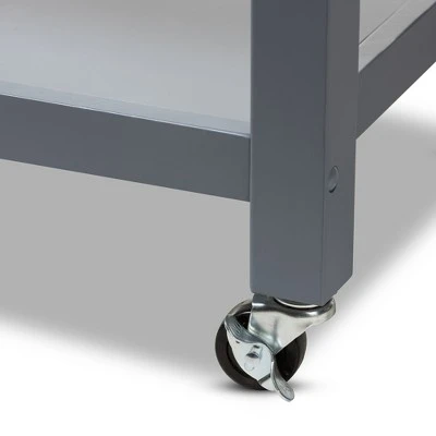 Sunderland Coastal And Farmhouse Natural Wood Kitchen Cart Gray, Light Brown - Baxton Studio 5 Sunderland Coastal And Farmhouse Natural Wood Kitchen Cart Gray, Light Brown - Baxton Studio - Image 3