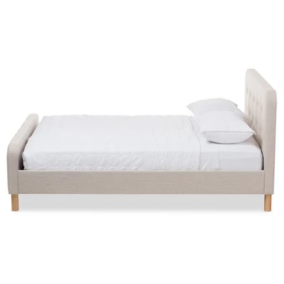Full Samson Mid Century Fabric Upholstered Platform Bed Light Beige - Baxton Studio 3 Full Samson Mid Century Fabric Upholstered Platform Bed Light Beige - Baxton Studio